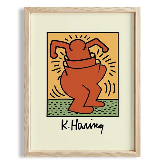 Dans Eden Adam - Keith Haring Ahşap Duvar Tablosu