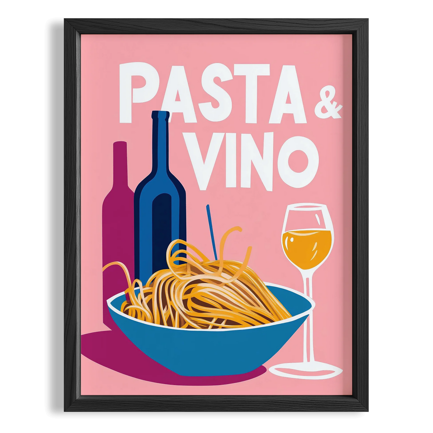 Pasta & Vino İtalyanca Tipografi Mutfak Duvar Tablosu II