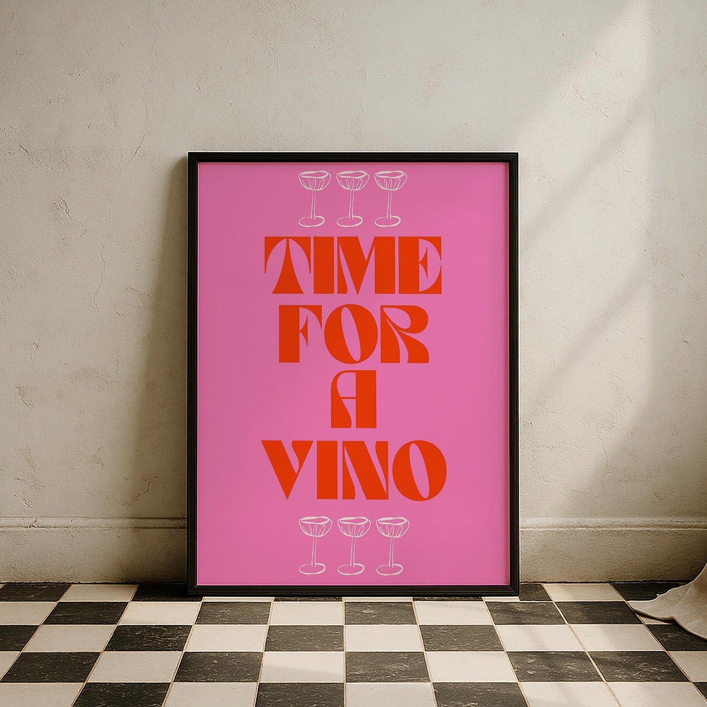 Time for Vino Şarap Zamanı Tipografi Mutfak Duvar Tablosu
