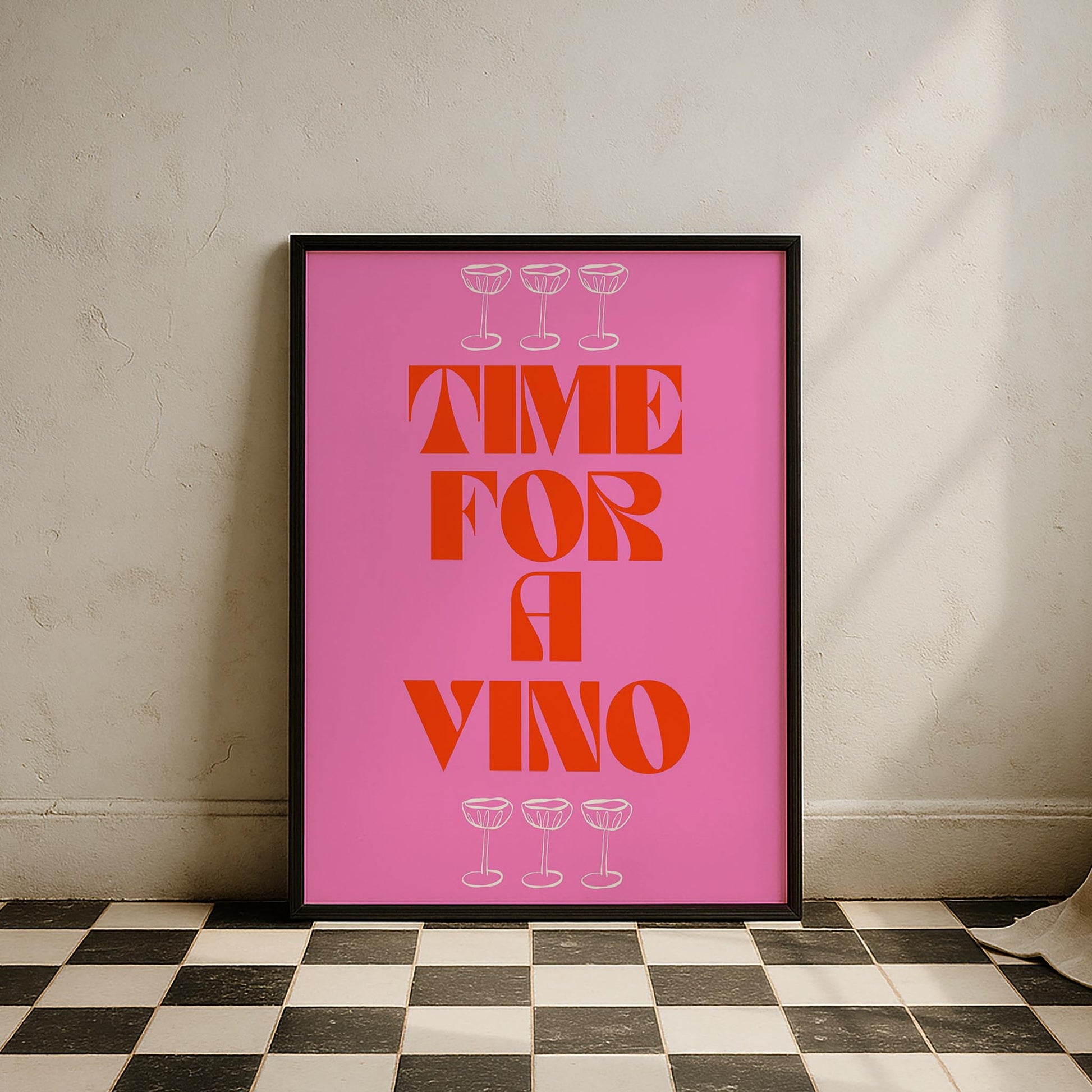 Time for Vino Şarap Zamanı Tipografi Mutfak Duvar Tablosu