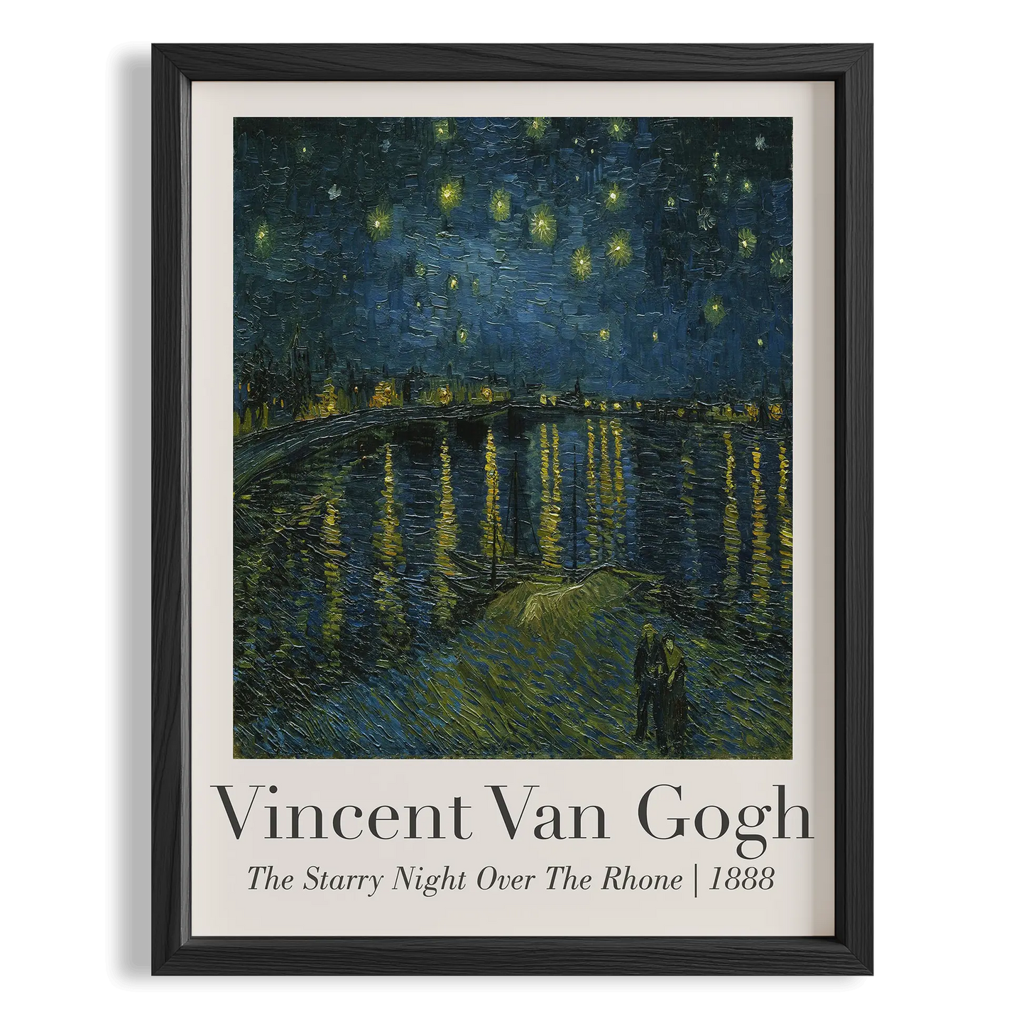 Rhone Nehri Üzerinde Yıldızlı Gece - Vincent Van Gogh Ahşap Duvar Tablosu