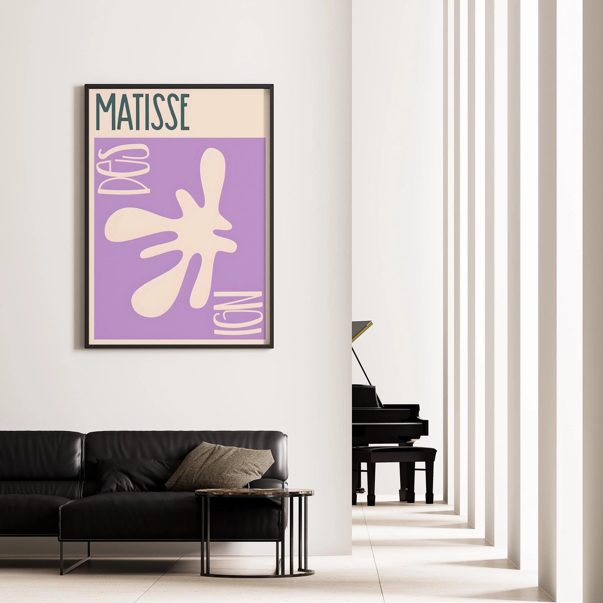 Matisse Kağıt Kesimleri Abstract Serisi Lila Bej Dal I Duvar Tablosu