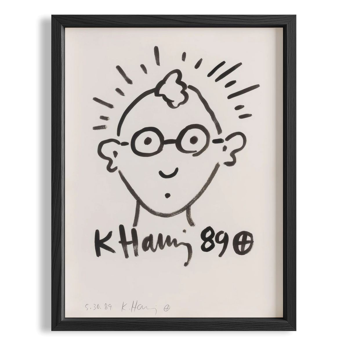 Gözlüklü Yüz - Keith Haring Ahşap Duvar Tablosu