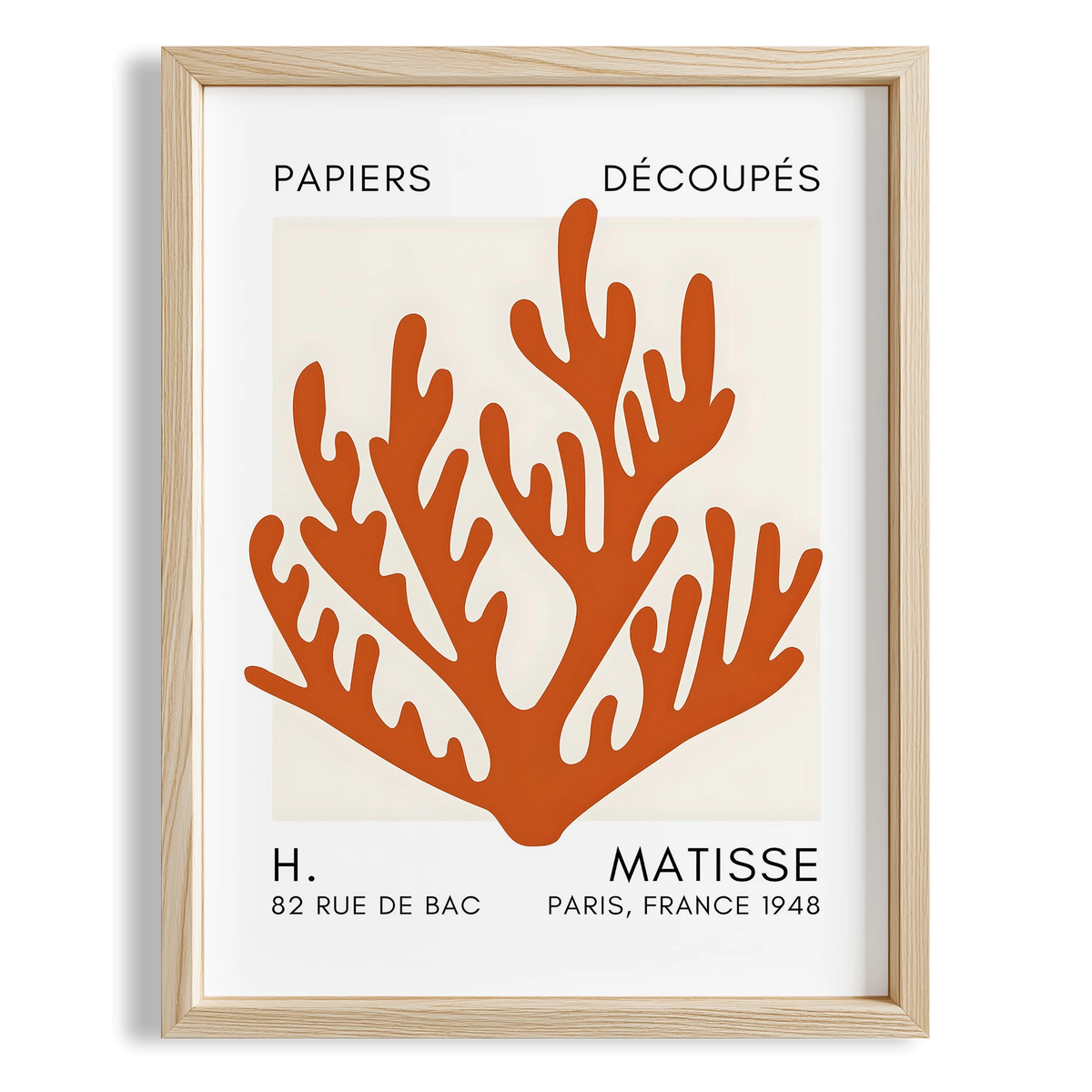 Matisse Kağıt Kesimleri Serisi Terracotta Mercan Dalı I Duvar Tablosu