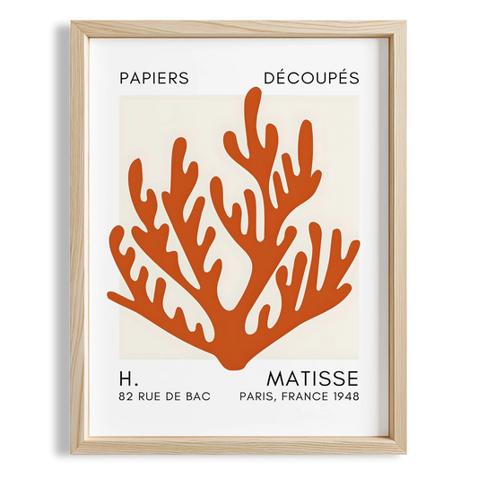 Matisse Kağıt Kesimleri Serisi Terracotta Mercan Dalı I Duvar Tablosu