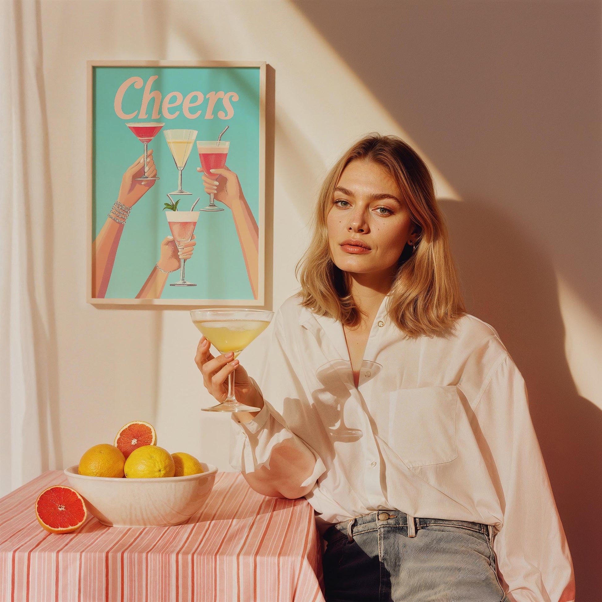 Cheers Tipografi Retro Maximalist Mutfak Duvar Tablosu