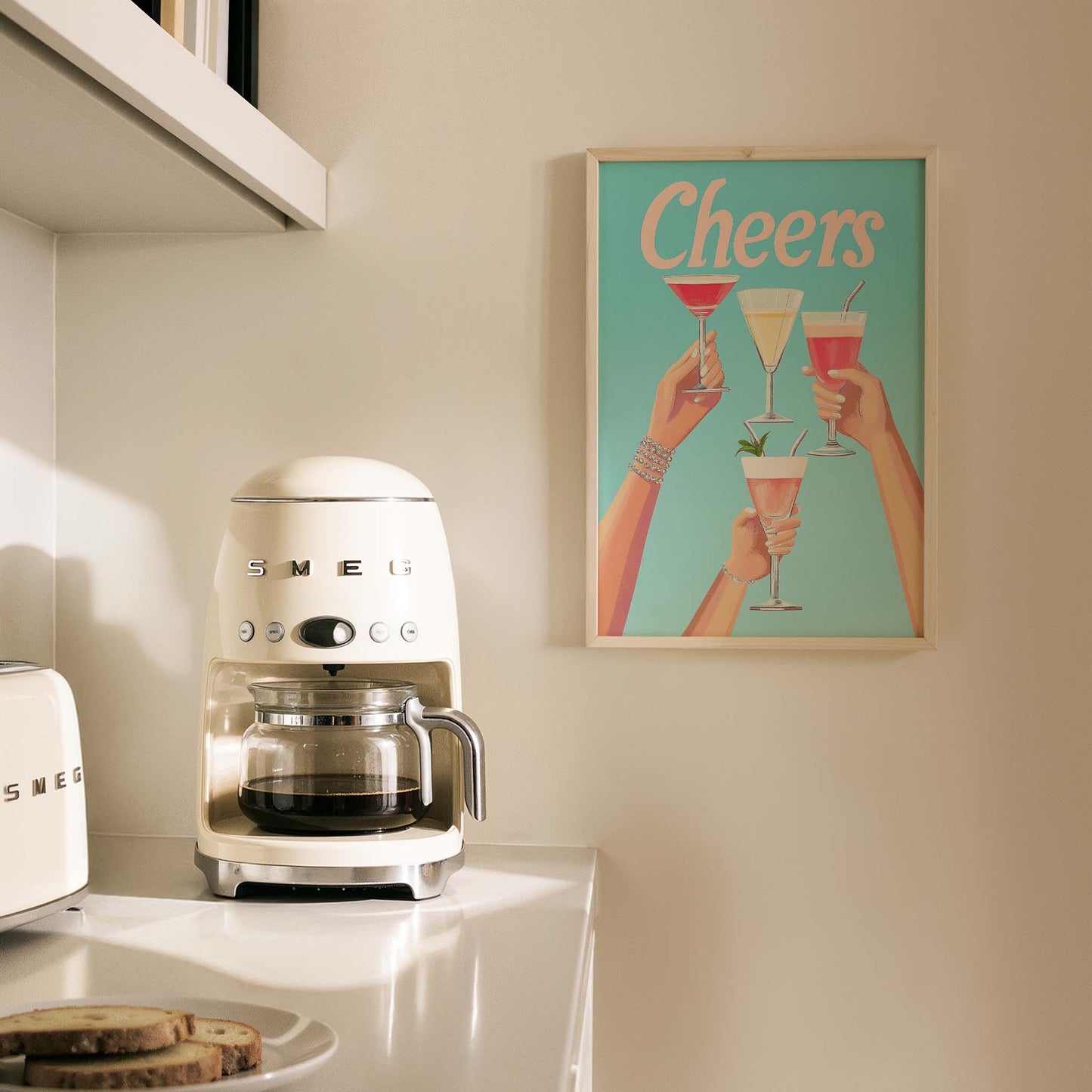 Cheers Tipografi Retro Maximalist Mutfak Duvar Tablosu