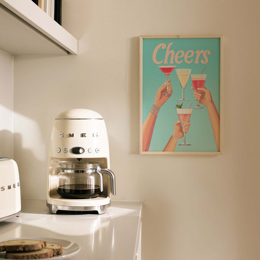 Cheers Tipografi Retro Maximalist Mutfak Duvar Tablosu