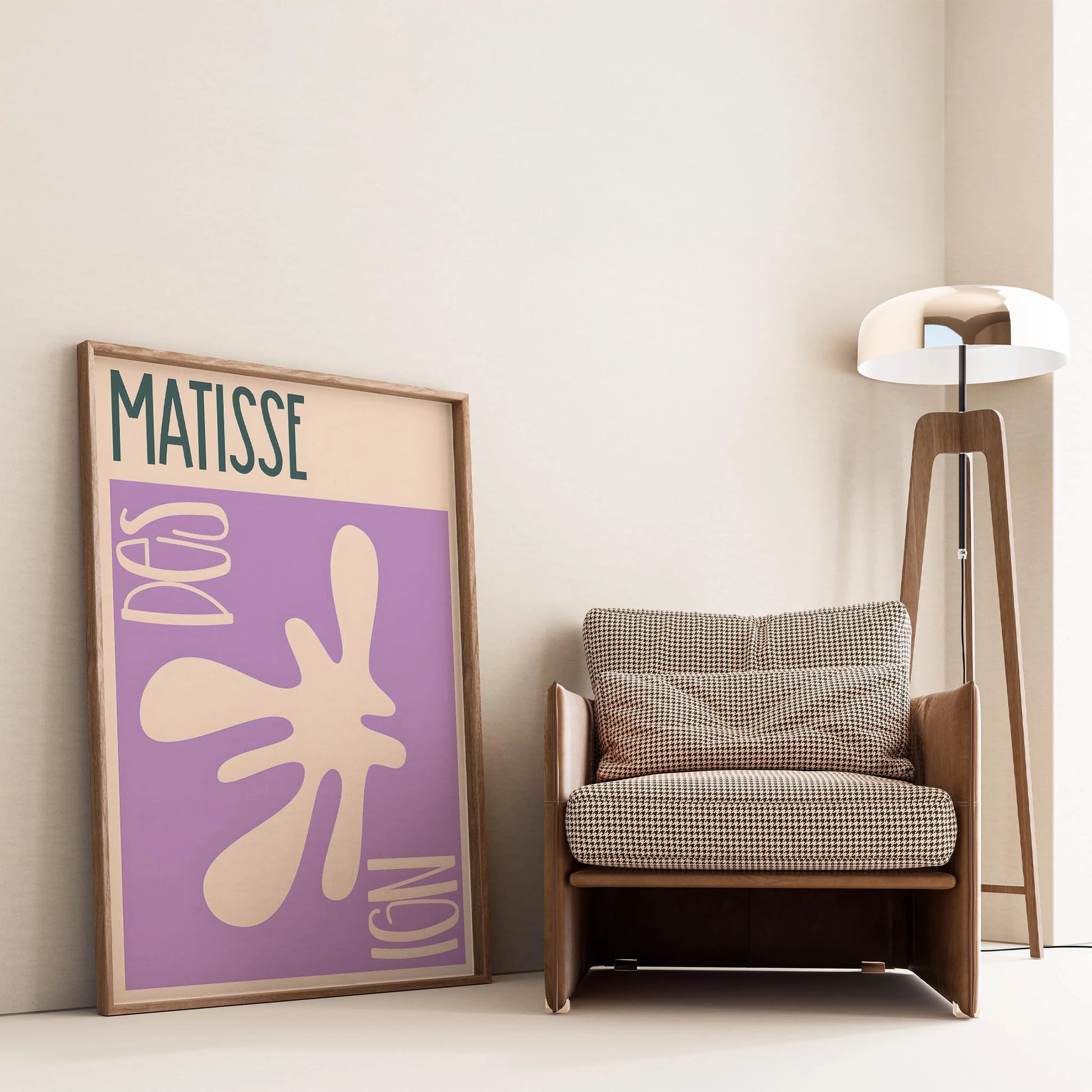 Matisse Kağıt Kesimleri Abstract Serisi Lila Bej Dal I Duvar Tablosu