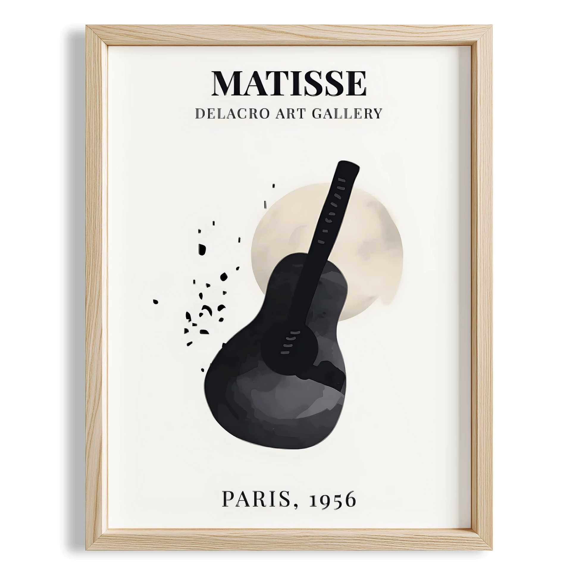 Matisse Kağıt Kesimleri Serisi Minimalist Gitar Motifi I Duvar Tablosu