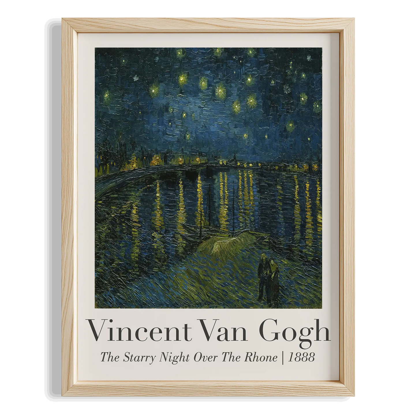 Rhone Nehri Üzerinde Yıldızlı Gece - Vincent Van Gogh Ahşap Duvar Tablosu