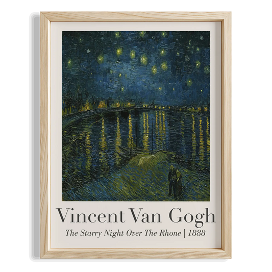 Rhone Nehri Üzerinde Yıldızlı Gece - Vincent Van Gogh Ahşap Duvar Tablosu