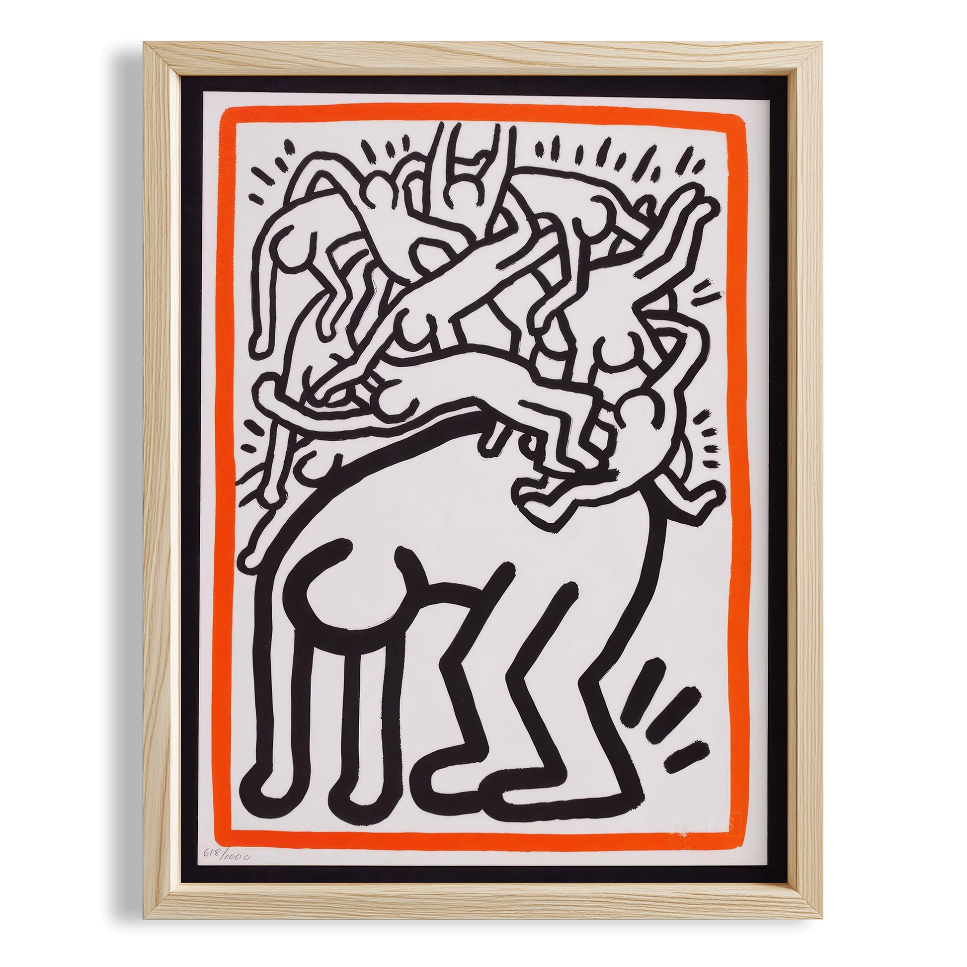 Dans Eden Figür - Keith Haring Ahşap Duvar Tablosu