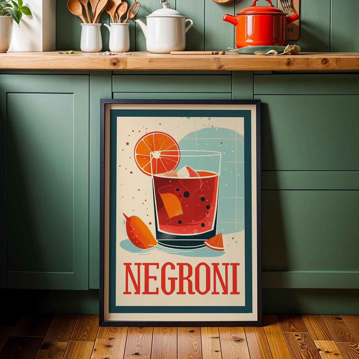 Negroni Kokteyli Retro Poster Mutfak Duvar Tablosu