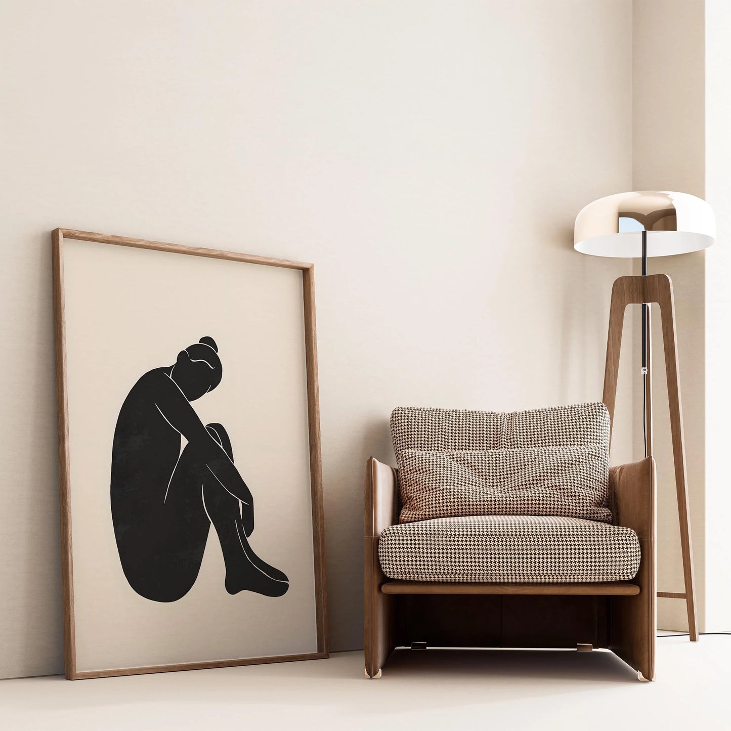 Matisse Kağıt Kesimleri Serisi Siyah Minimalist Kadın Figürü I Duvar Tablosu