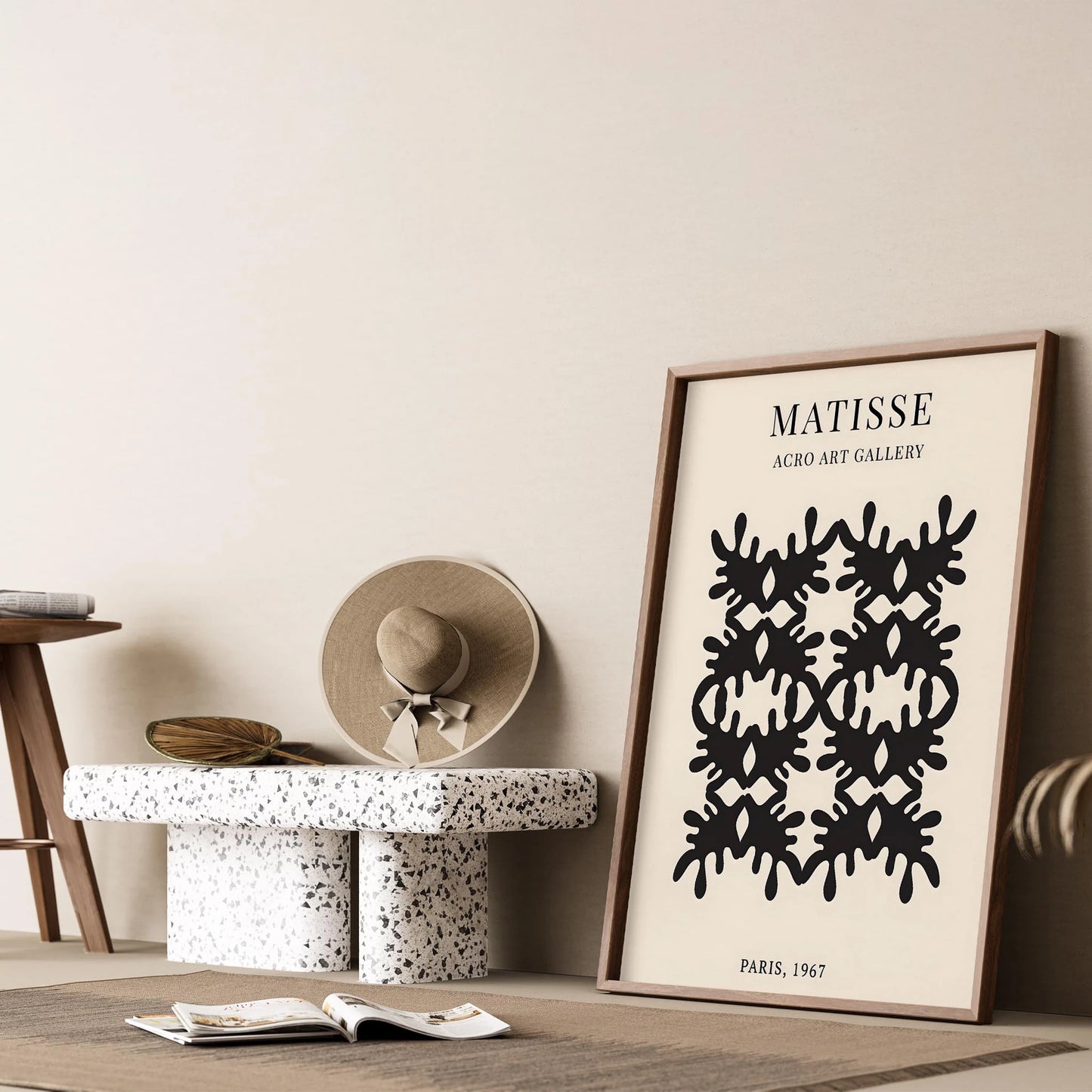 Matisse Kağıt Kesimleri Serisi Siyah Soyut Altılı Dal Deseni I Duvar Tablosu