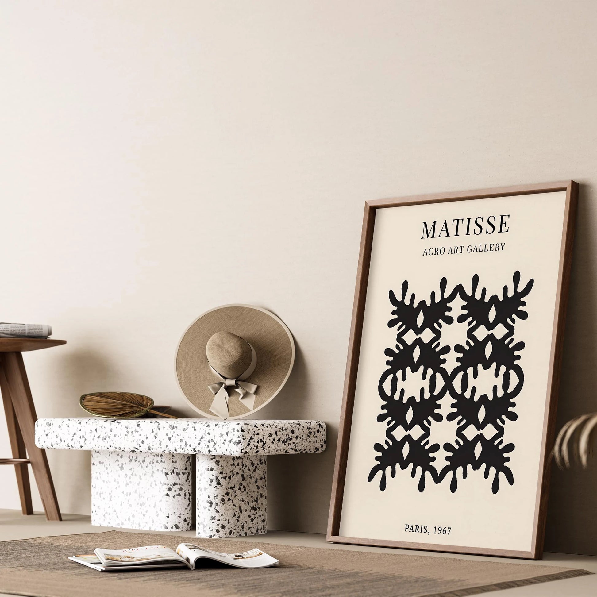 Matisse Kağıt Kesimleri Serisi Siyah Soyut Altılı Dal Deseni I Duvar Tablosu