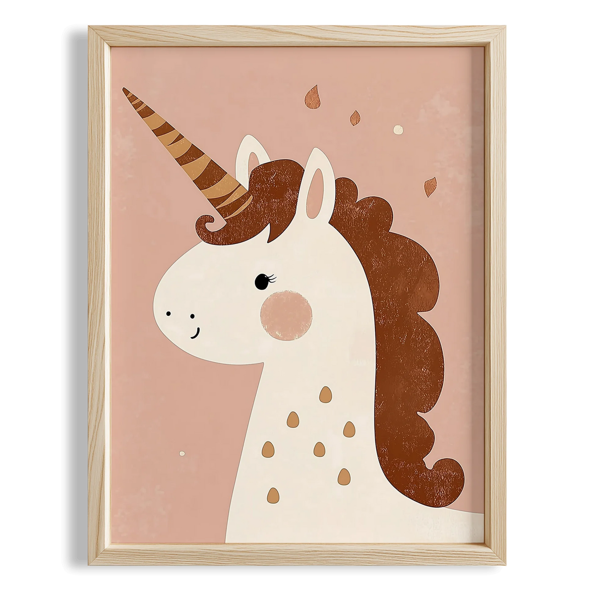 Kahve Yeleli Unicorn - Bohem Kız Çocuk Odası Ahşap Tablo