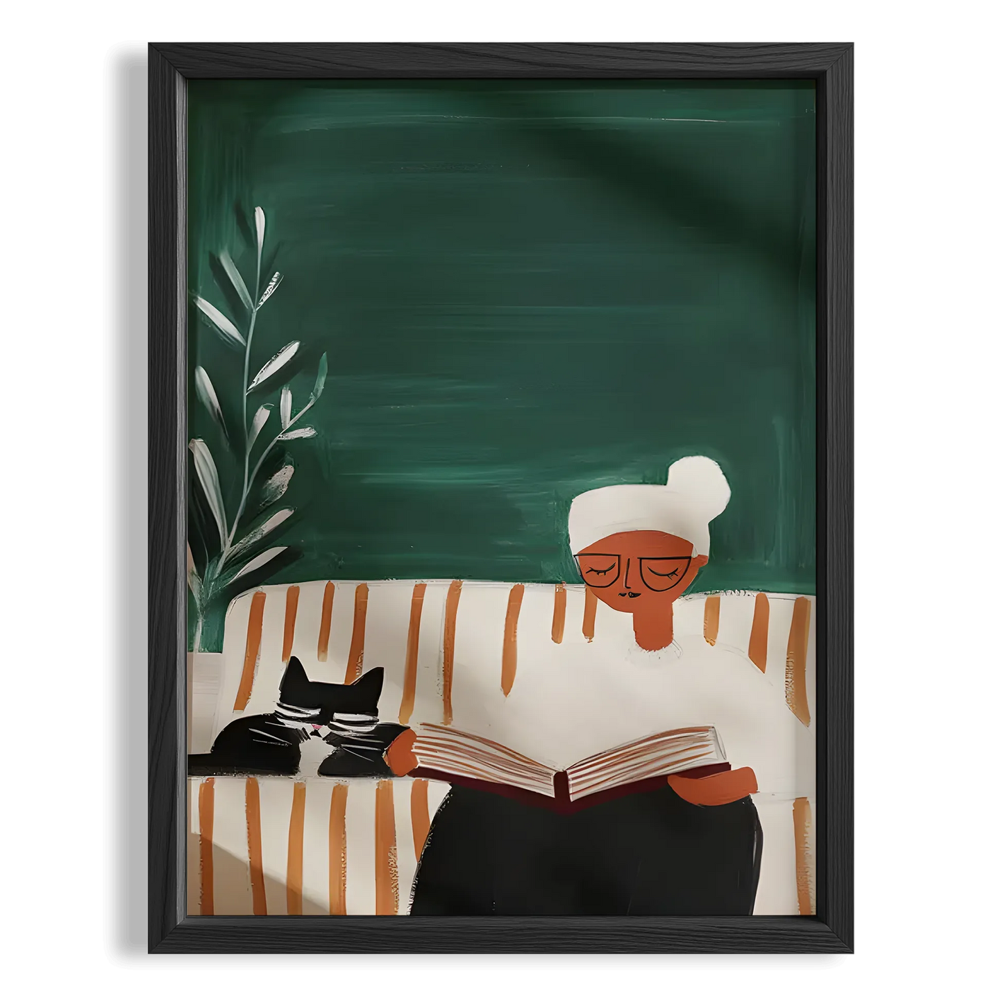 Kitap Okuyan Kadın ve Kedisi