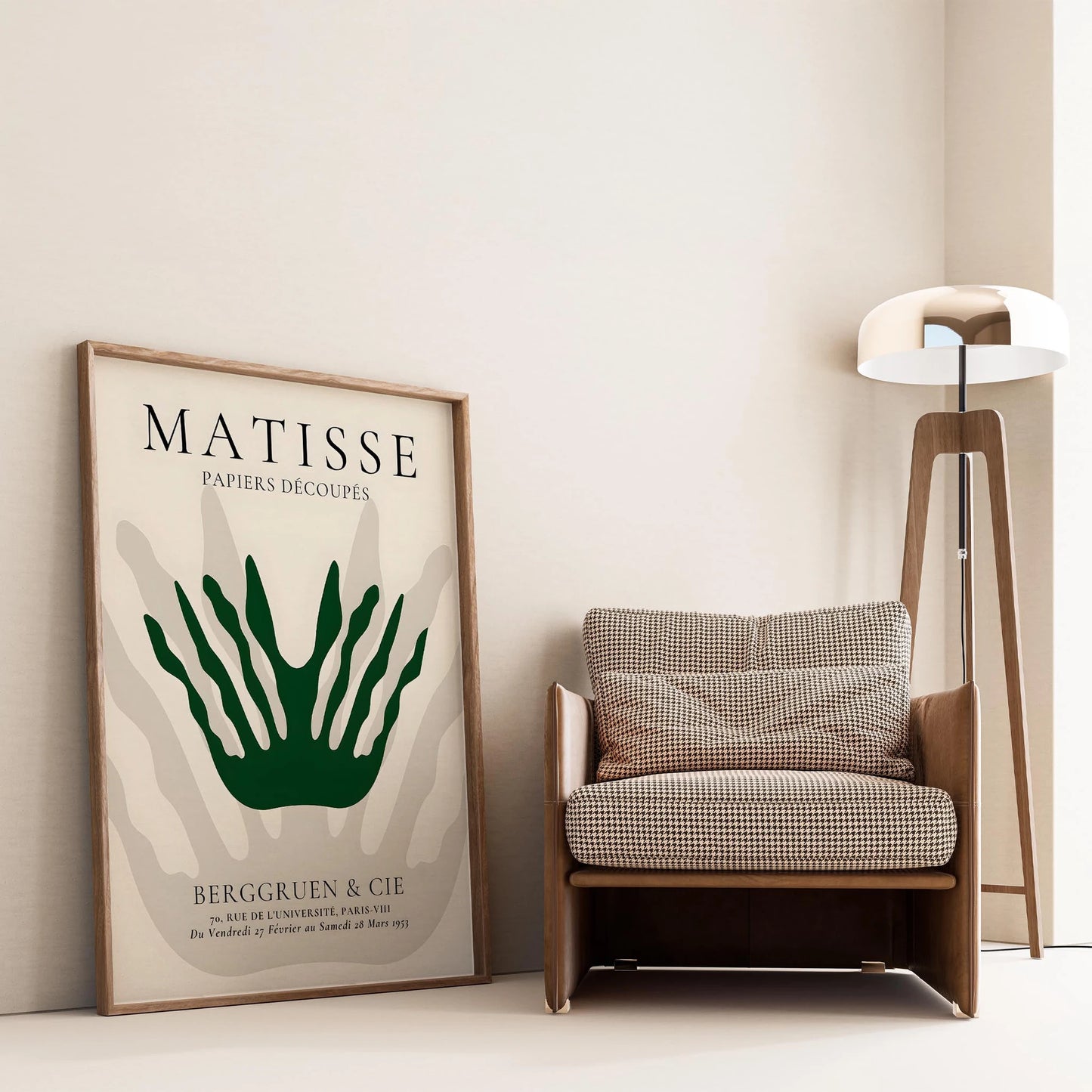 Matisse Kağıt Kesimleri Serisi Yeşil Mercan Bej Minimalist I Duvar Tablosu