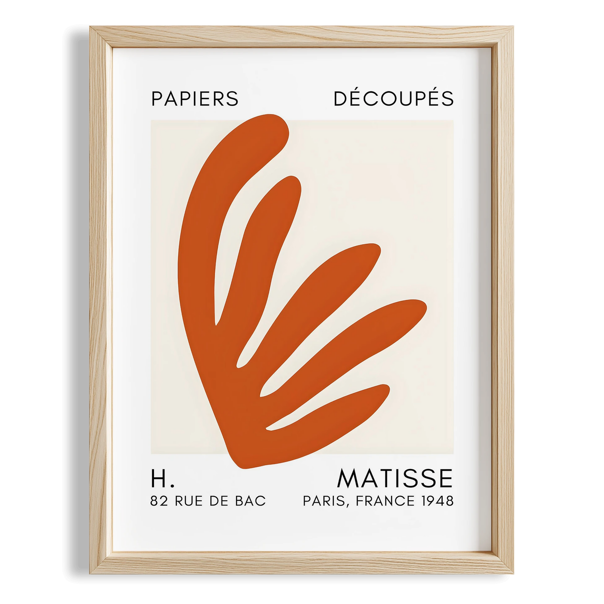 Matisse Kağıt Kesimleri Serisi Terracotta Soyut Yaprak I Duvar Tablosu