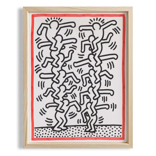 Yan Yana Dans Edenler - Keith Haring Ahşap Duvar Tablosu