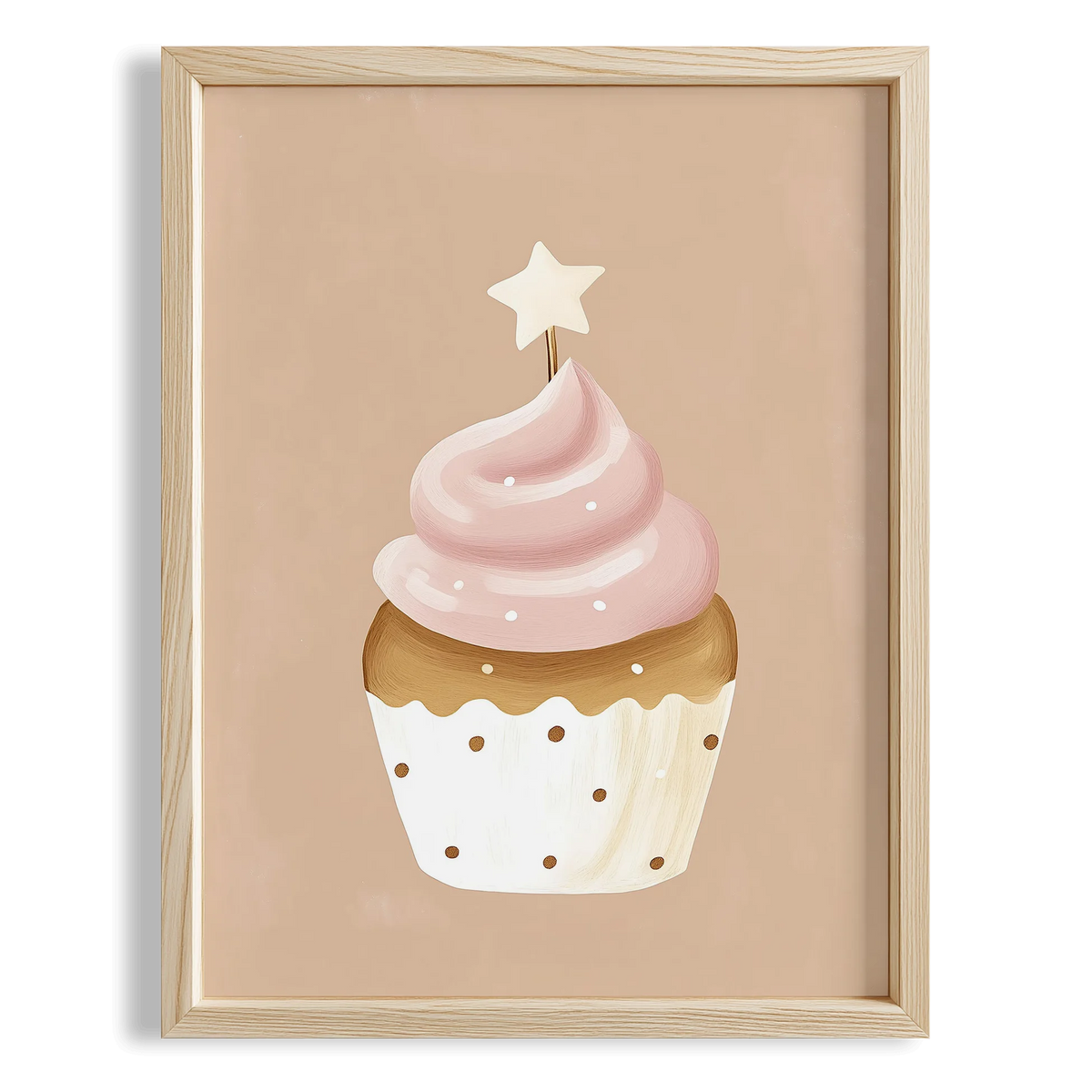 Yıldızlı Cupcake Bohem Kız Çocuk Odası Ahşap Tablo