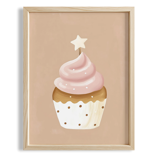 Yıldızlı Cupcake Bohem Kız Çocuk Odası Ahşap Tablo