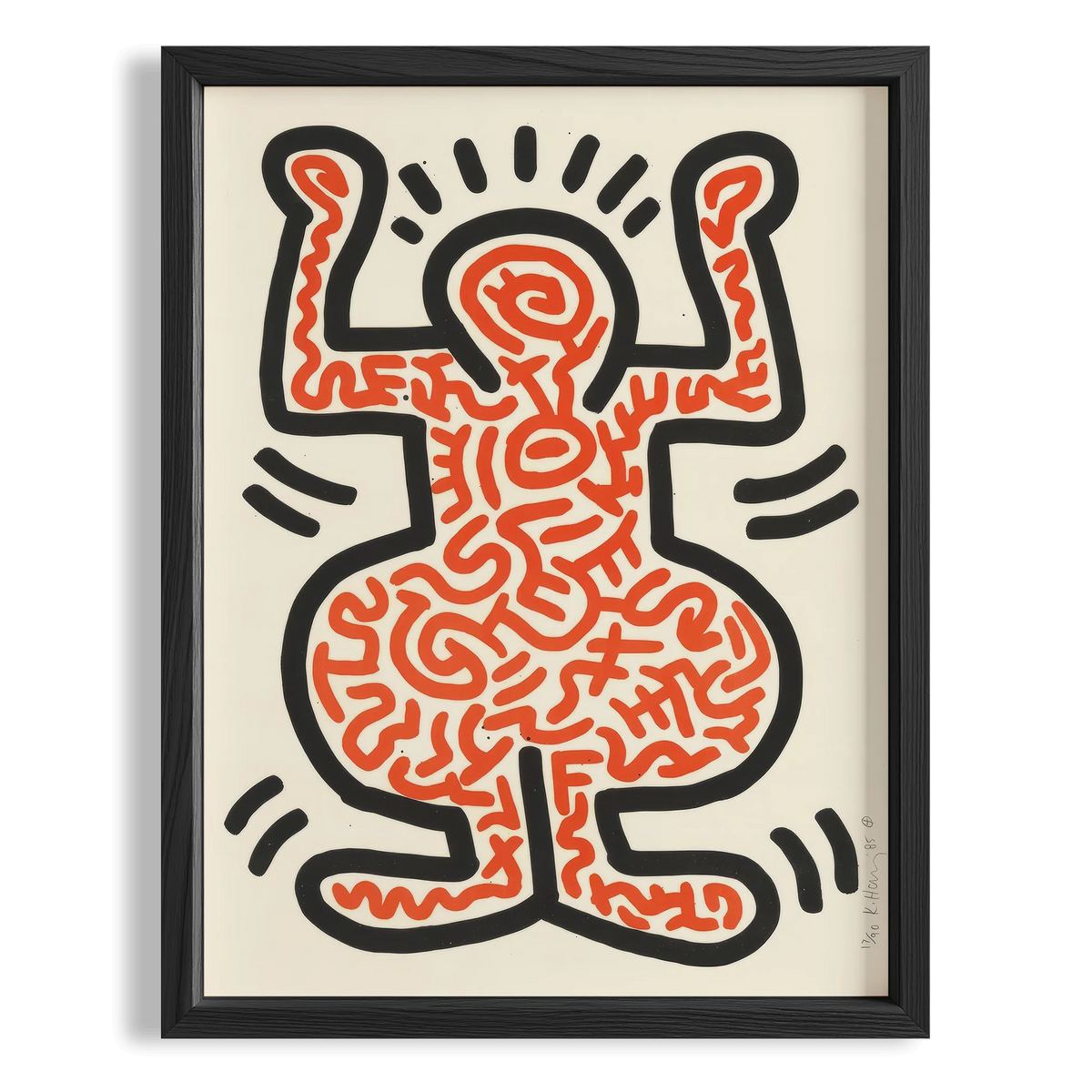 Kırmızı Figür - Keith Haring Ahşap Duvar Tablosu