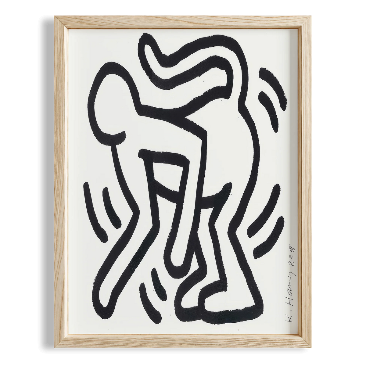 Dans Eden Çift - Keith Haring Ahşap Duvar Tablosu