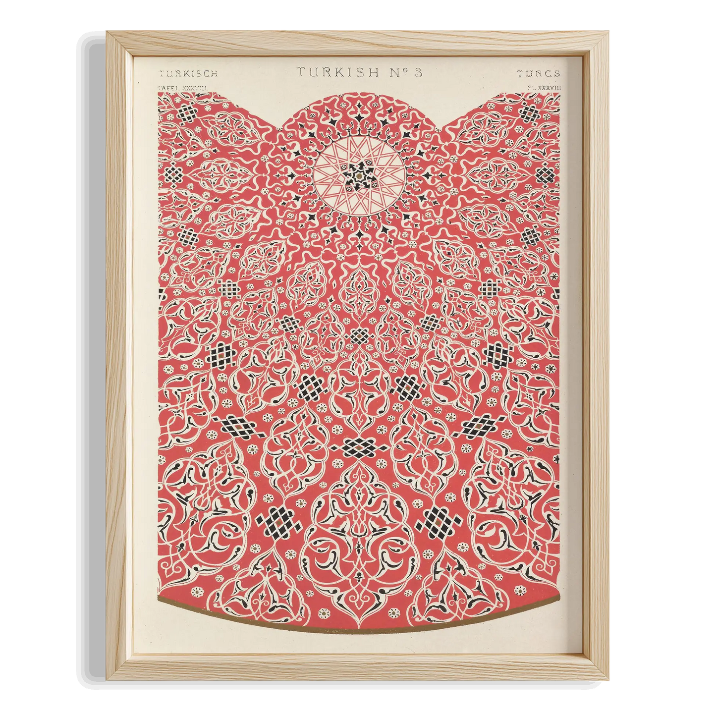 Kırmızı Madalyon Deseni - Owen Jones Ahşap Duvar Tablosu