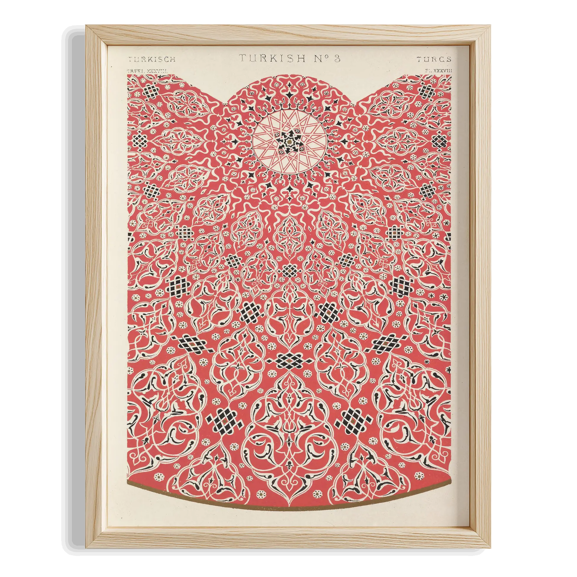 Kırmızı Madalyon Deseni - Owen Jones Ahşap Duvar Tablosu