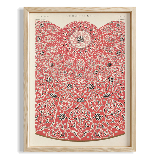 Kırmızı Madalyon Deseni - Owen Jones Ahşap Duvar Tablosu