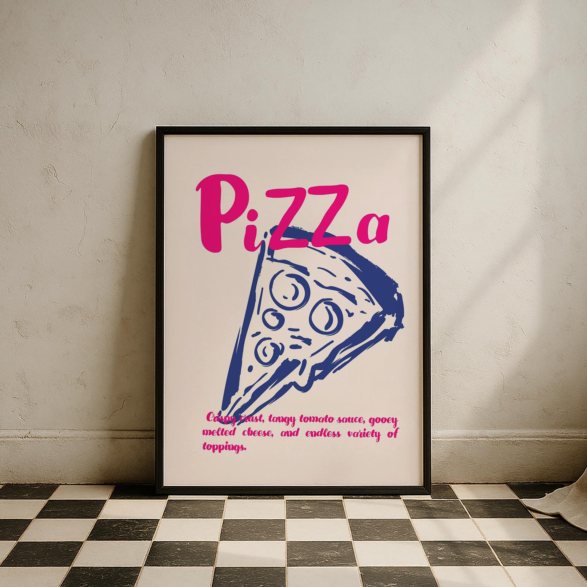 Pizza Çizim Akdeniz İtalya Koleksiyonu Mutfak Duvar Tablosu III