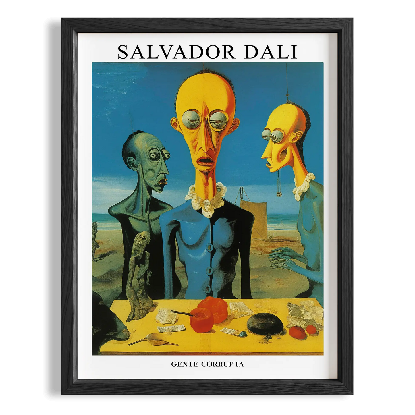 Üç Figür - Salvador Dali Ahşap Duvar Tablosu