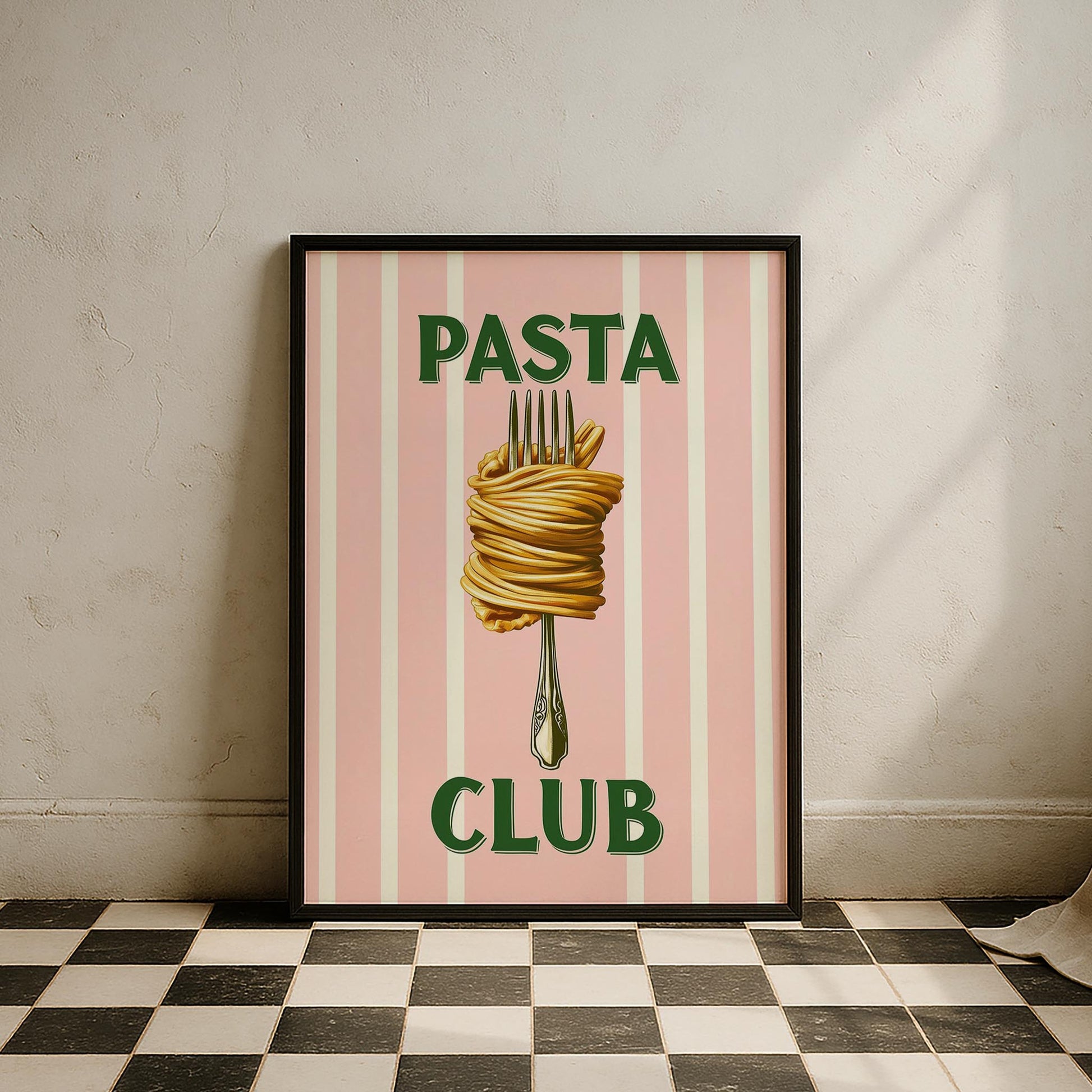 Pasta Club İtalyanca Tipografi Mutfak Duvar Tablosu