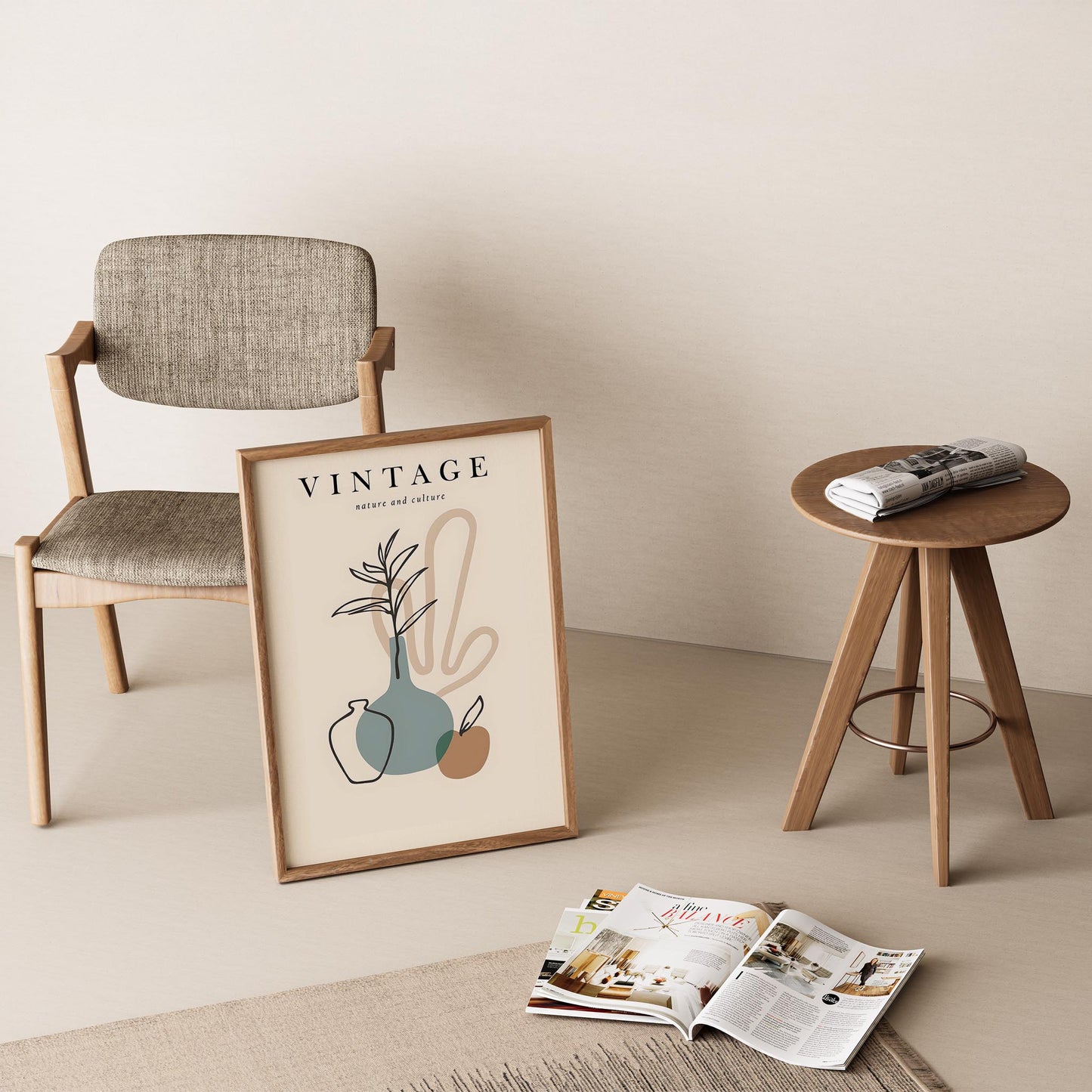 Matisse Kağıt Kesimleri Serisi Minimalist Vazo Çiçekler I Duvar Tablosu
