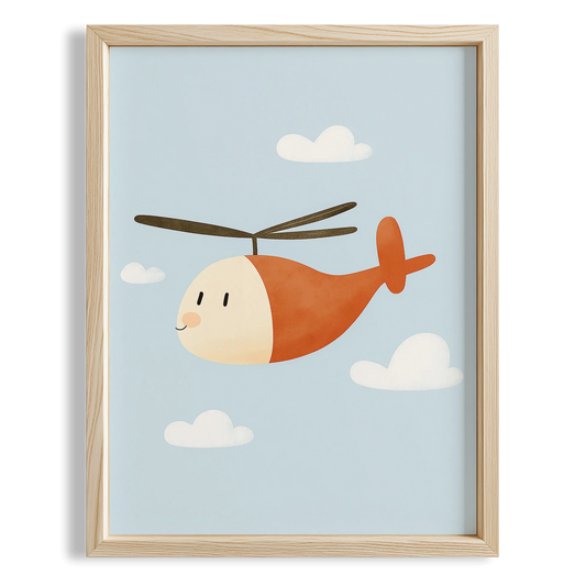 Sevimli Helikopter Çocuk Odası Ahşap Tablo
