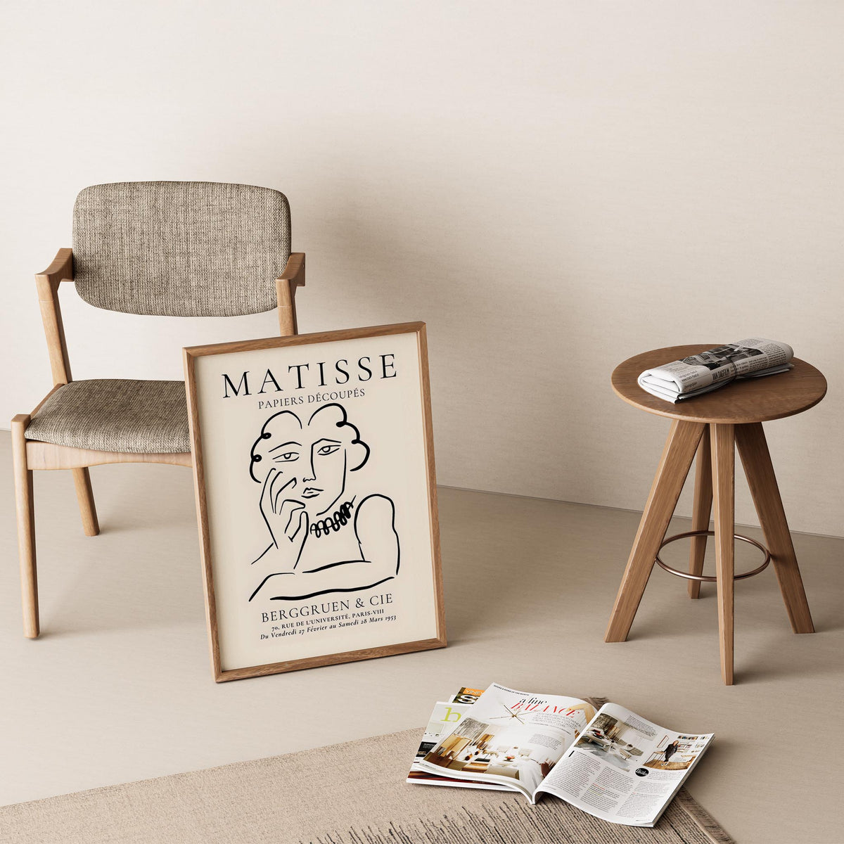 Matisse Kağıt Kesimleri Minimalist Çizgi Sanatı Estetik Kadın Portresi VIII Duvar Tablosu