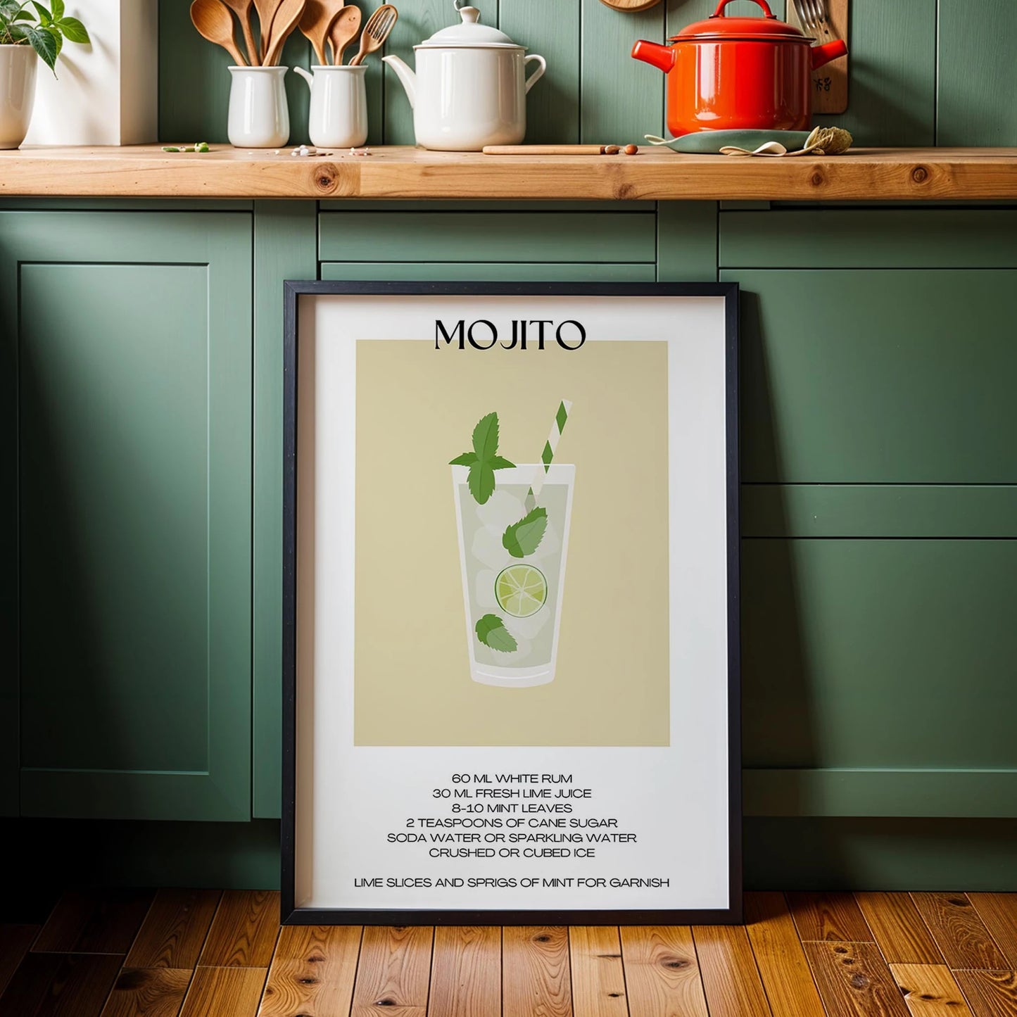 Mojito Kokteyl Tarifi Mutfak Duvar Tablosu