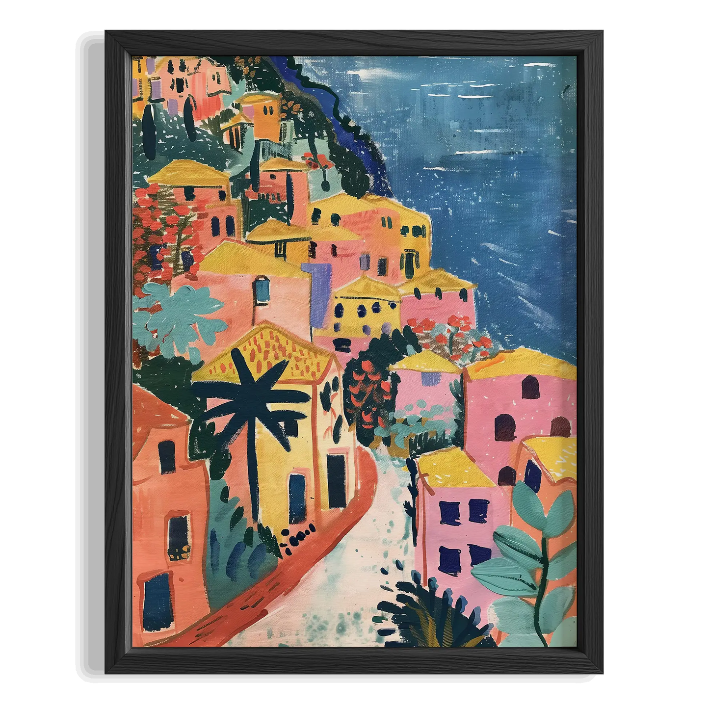 Amalfi Renkli Evler Akdeniz İtalya Koleksiyonu Mutfak Duvar Tablosu