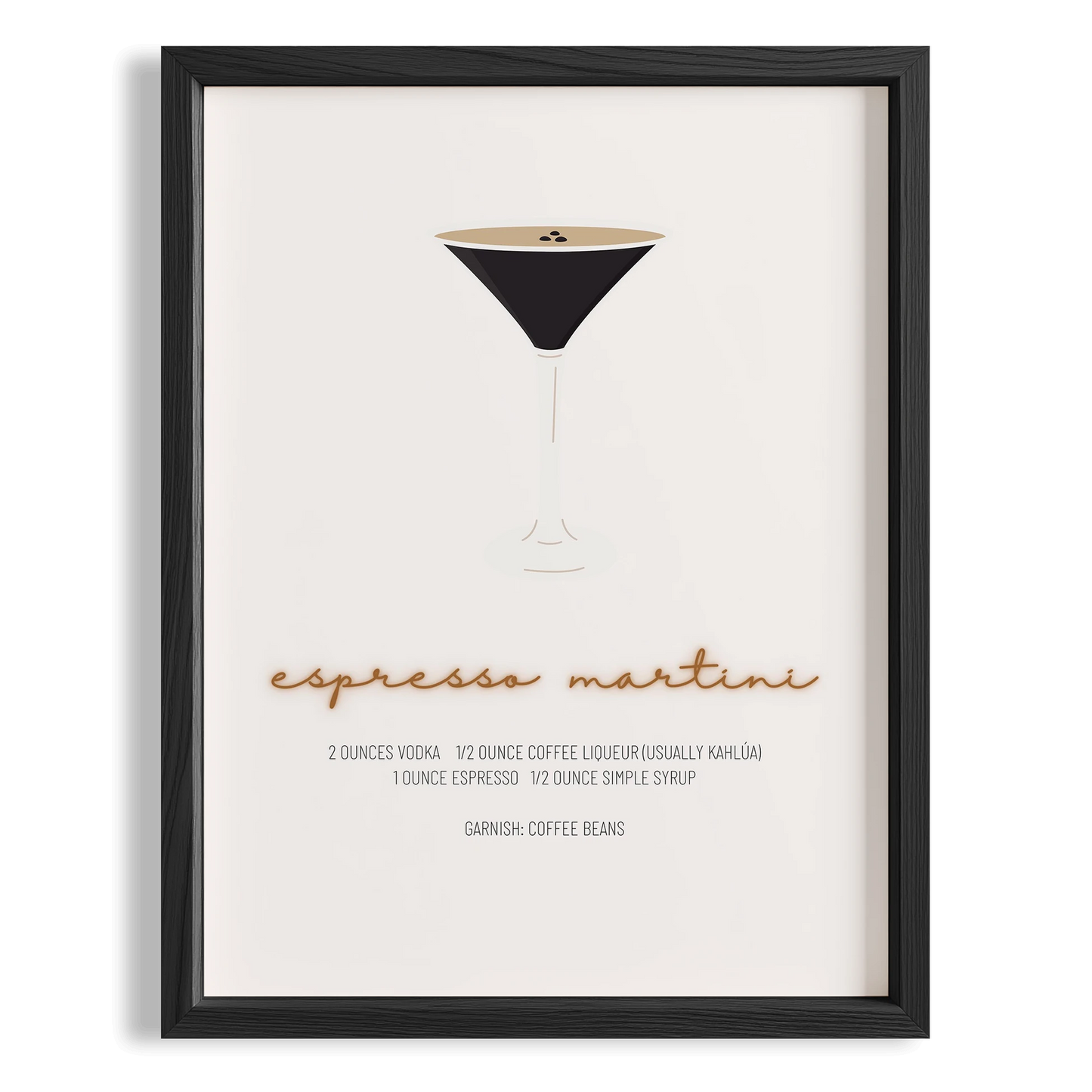 Espresso Martini Kokteyli Minimal Mutfak Duvar Tablosu
