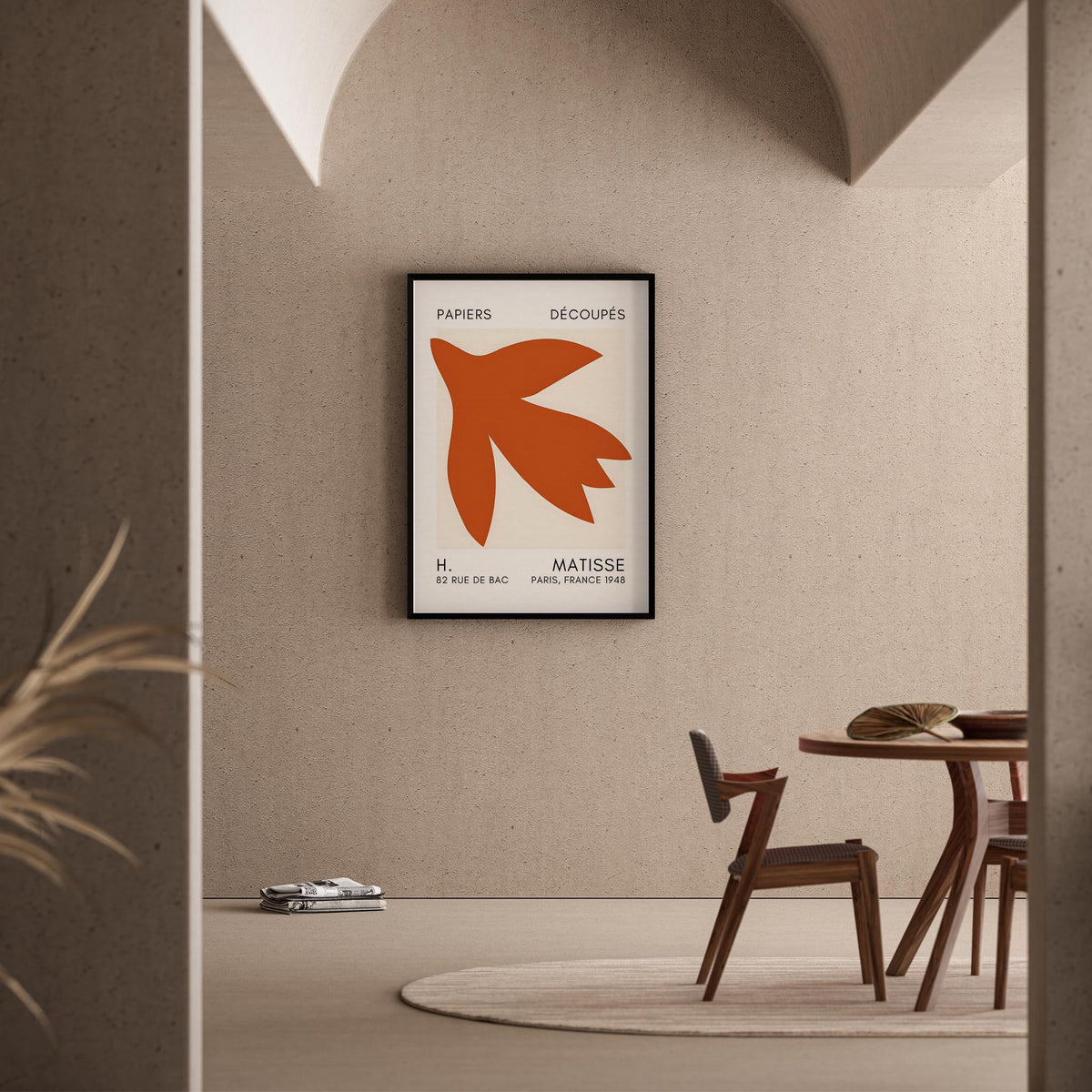 Matisse Kağıt Kesimleri Serisi Terracotta Soyut Lale I Duvar Tablosu