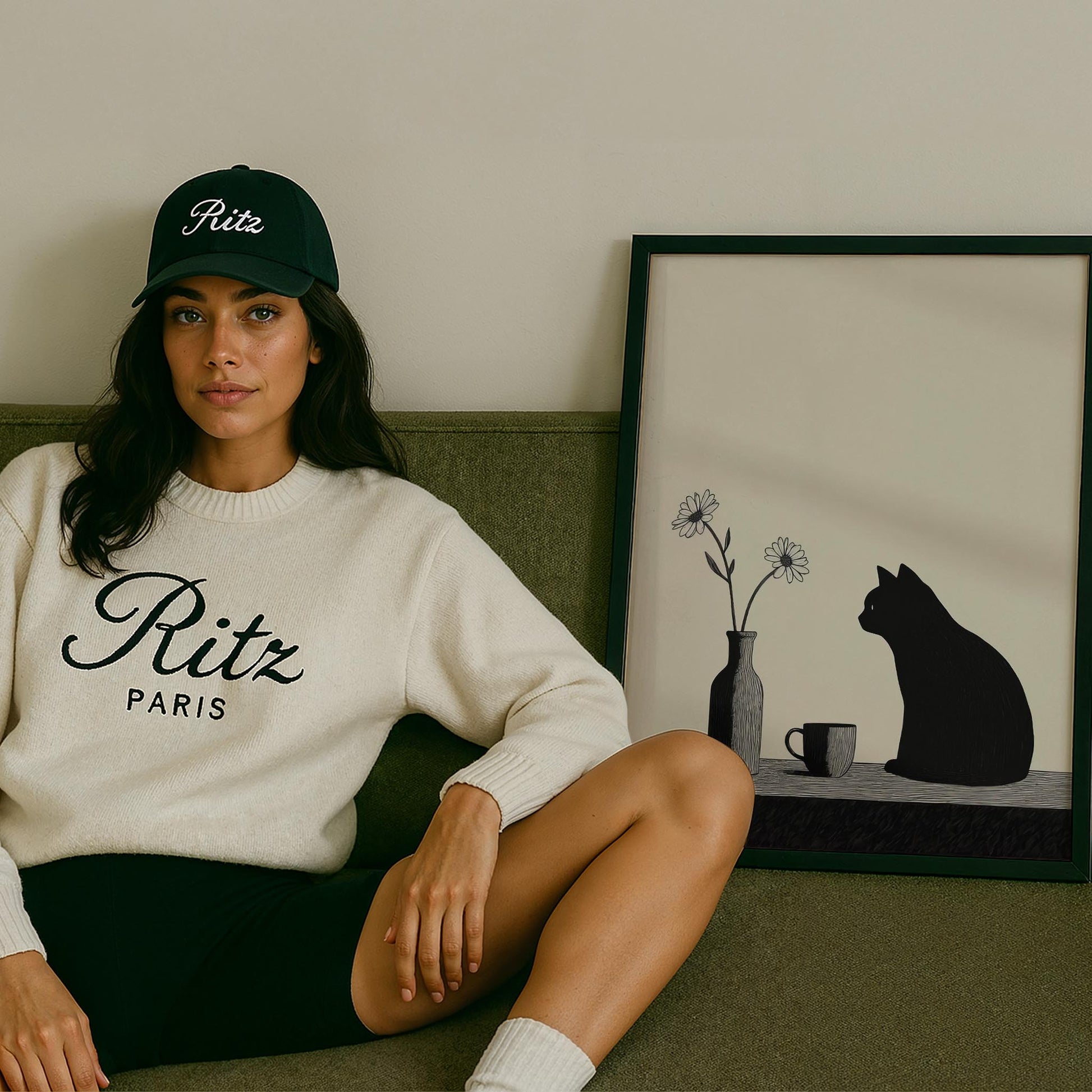 Kedi Portre XI - Minimalist Siyah