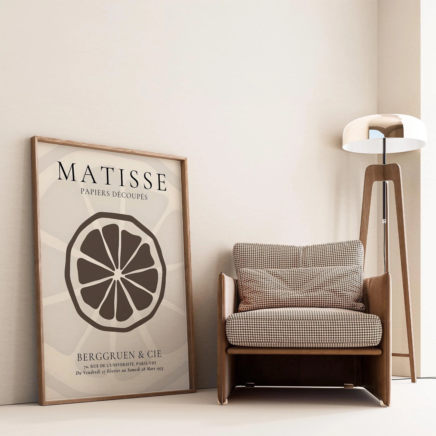 Matisse Kağıt Kesimleri Serisi Limon Bej Kahve Tonları Minimalist I Duvar Tablosu