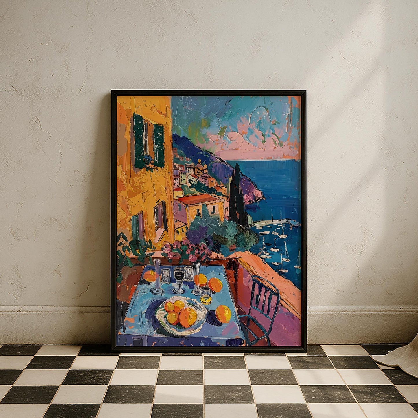 Amalfi Teras Sofrası Akdeniz İtalya Koleksiyonu Mutfak Duvar Tablosu