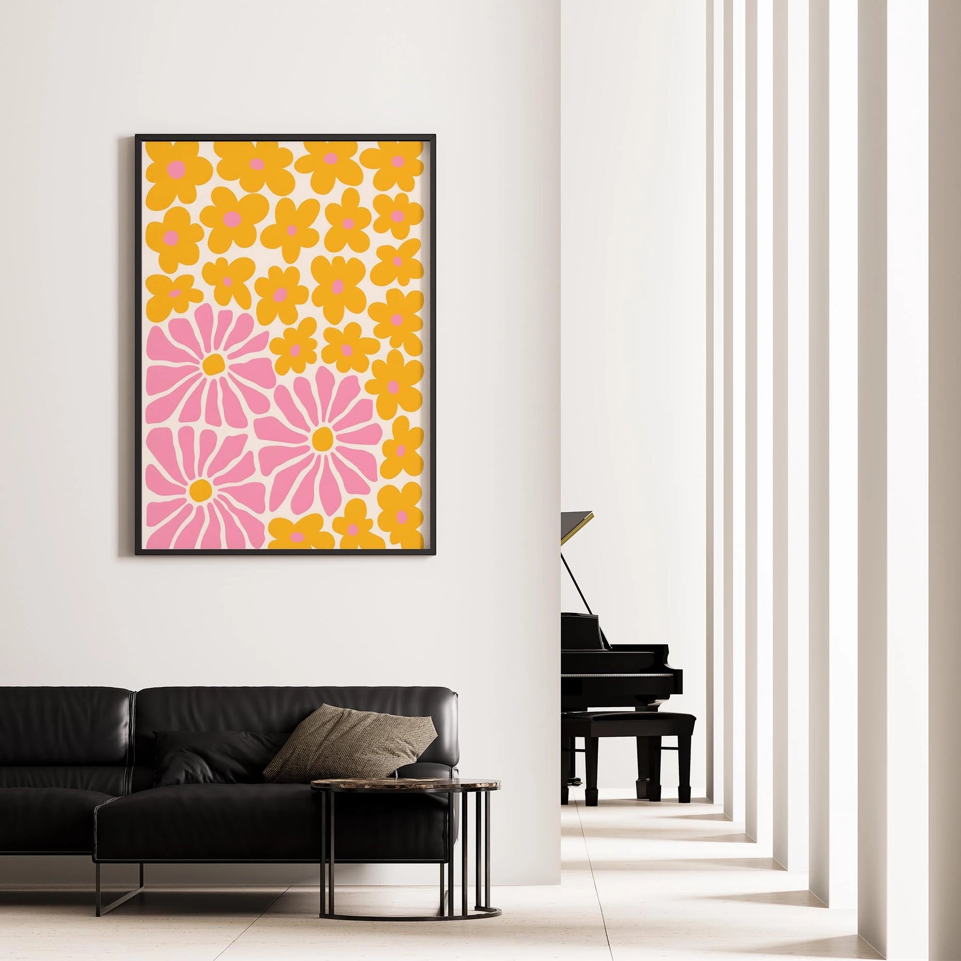 Matisse Kağıt Kesimleri Abstract Serisi Sarı Soyut Çiçekler I Duvar Tablosu