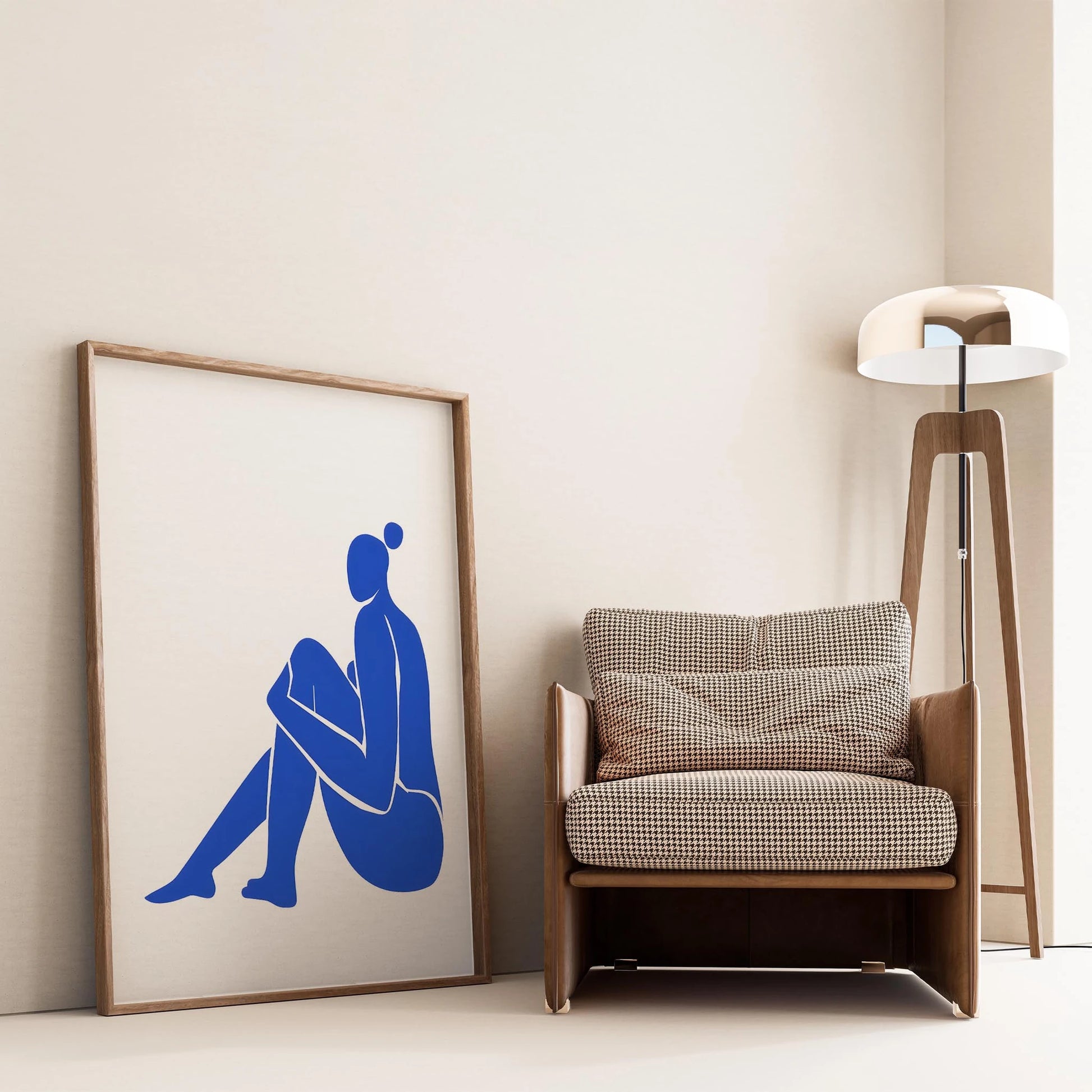 Matisse Kağıt Kesimleri Serisi Kobalt Mavi Minimalist Kadın Figürü I Duvar Tablosu