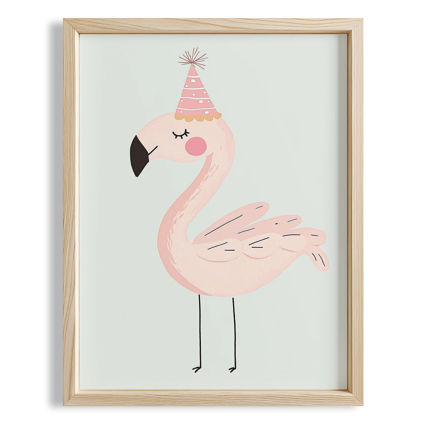Şapkalı Flamingo - Çocuk Odası Ahşap Tablo
