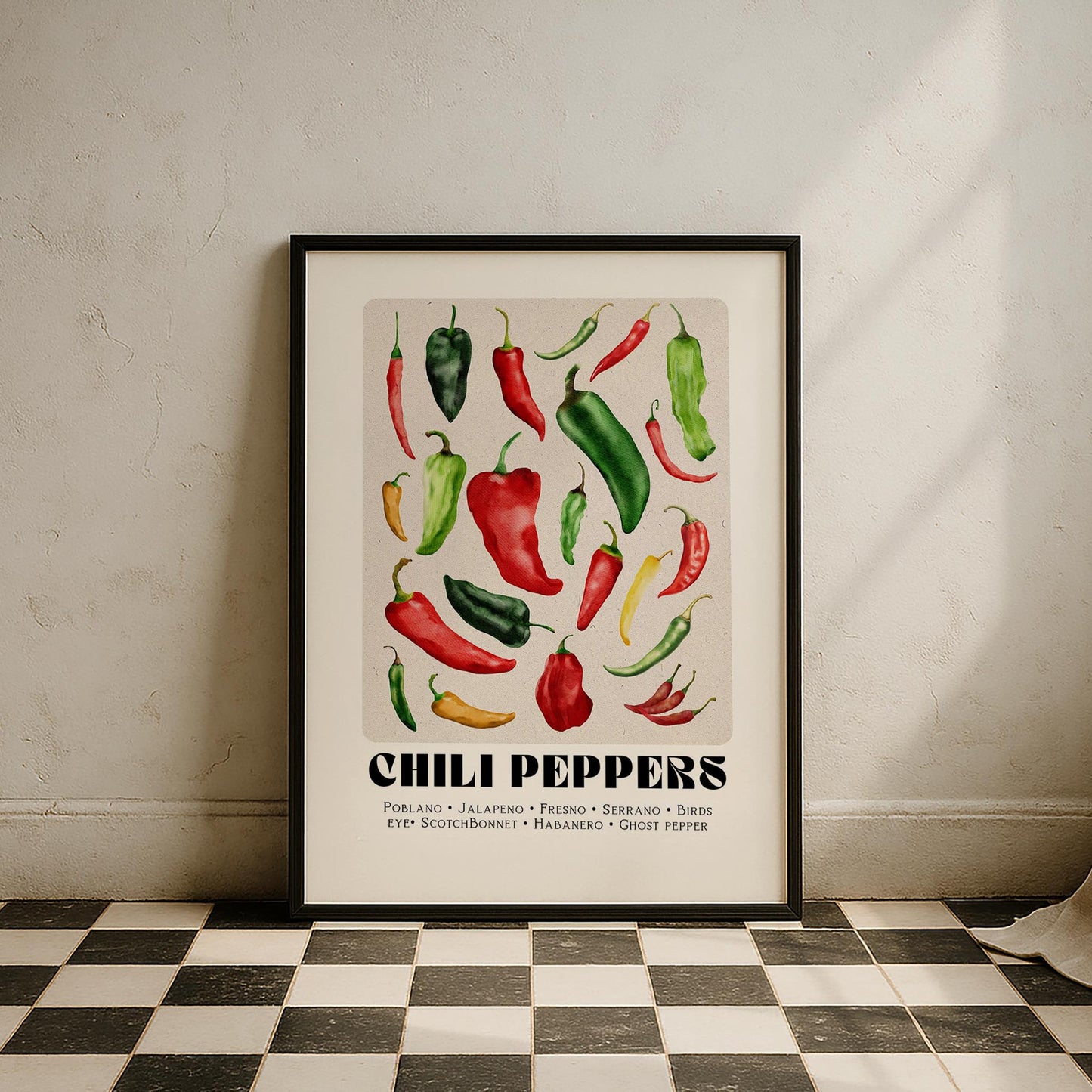 Chilli Market Acı Biber Sebzeler Mutfak Duvar Tablosu III
